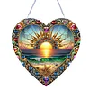 (Upgrade Size)DIY Double Sided Effect Diamond Painting Hanging Pendant Kit (Heart Sunrise)