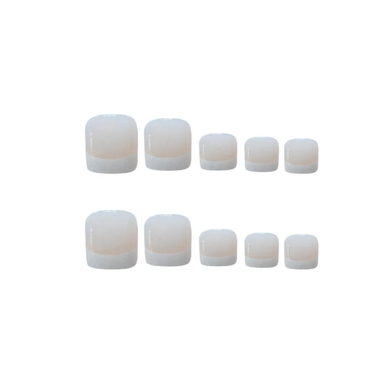 24pcs Fake French ToeNails With Glue Type Removable Square Short Paragraph Nude Color Fashion Manicure False ToeNails Press On D