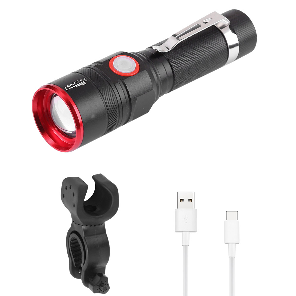 

Telescopic Zoomable 800LM T6 LED Flashlight Outdoor Cycling Torch with Clip, 501 Original