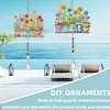 2Pcs Diamond Painting Acrylic Double Sided Potted Plants Wind Chime Suncatcher with Crystal Hanging Pendant