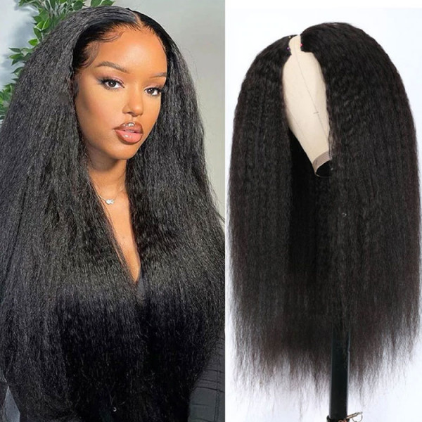 Kinky Straight V Part Wig 250% Density Human Hair Wigs Glueless Wigs