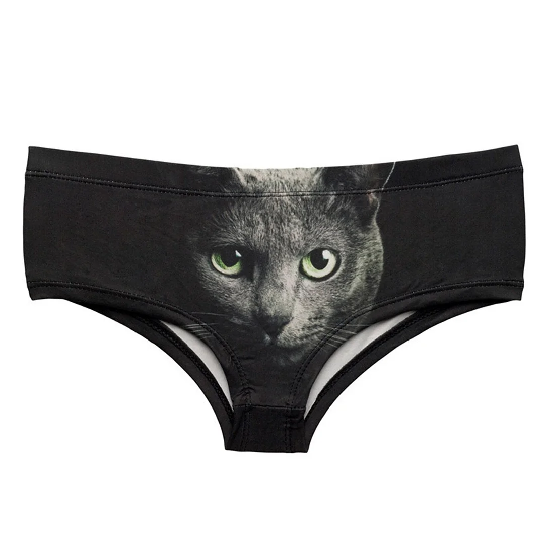 Women's Underwear 3D Digital Cat Print Panties Breathable Low Waist Sexy Lingerie Soft Comfortable Underpants G-string Thongs