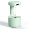 Anti-Gravity Droplet Humidifier,Air Humidifiers For Bedroom Office Desktop,800ml Water Capacity Mini Air Humidifier With Led Smart Display Clock, Usb Rechargeable Quiet Humidifier