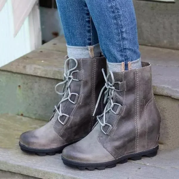 Women's Wedge Mid Waterproof Vegan Leather Boots
