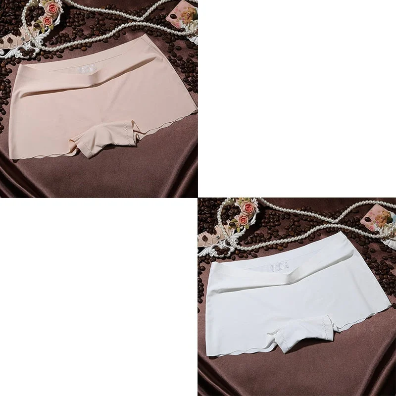 2 Pieces Boyshorts Seamless Ice Silk Underwear For Women Female Panties With 100% Cotton Crotch New Simple Panties 2021 BANNIROU