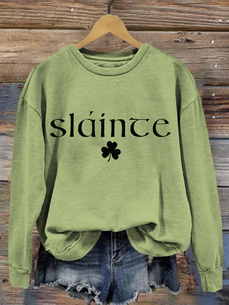 Comstylish Slainte St. Patrick's Day Print Comfy Sweatshirt