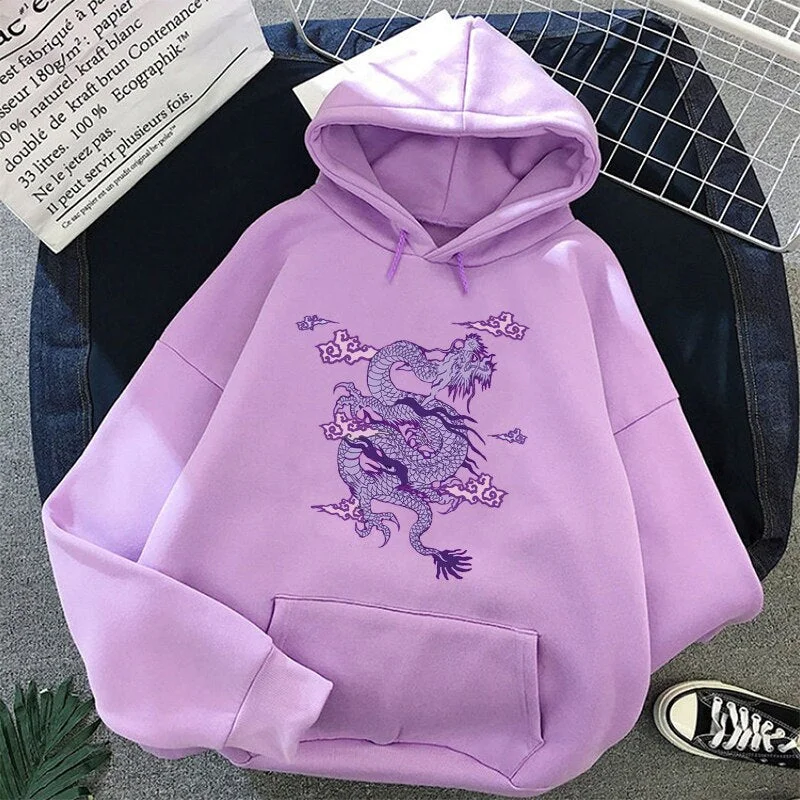 Dragon Print Hoodies Unisex Women and men sweatshirt Hoodie Cute Hip hop Ullzang Harajuku Korean Funny punk top dropshipping