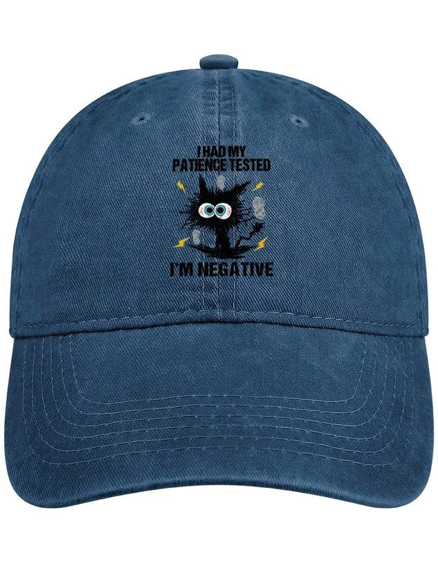 Men's I Had My Patience Tested I Am Negative Funny Graphic Printing Regular Fit Adjustable Denim Hat socialshop