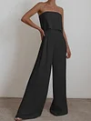 Solid Color Off-The-Shoulder Jumpsuits