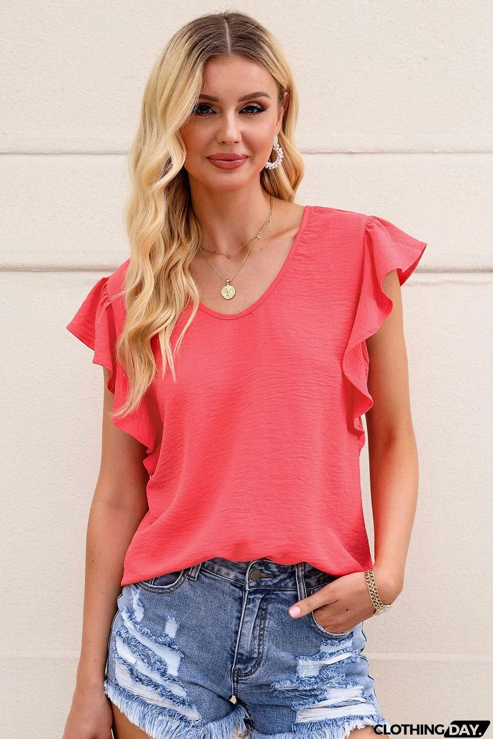 Ruffle Sleeve Loose Top