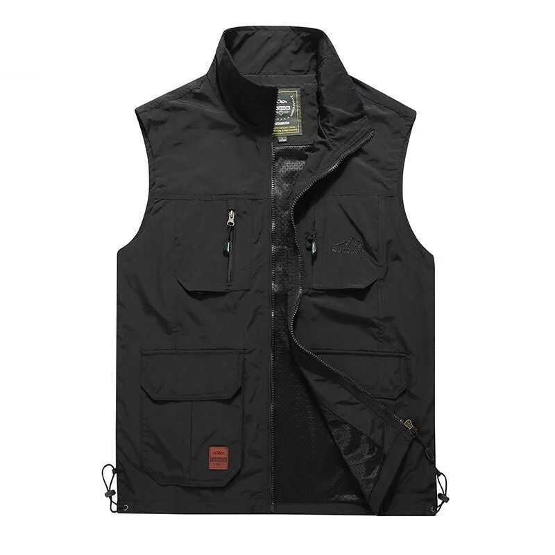 Aonga    Summer Spring Mesh Thin Multi Pocket Vest for Male LargeSize Male Casual Sleeveless Jacket with Many Pockets Reporter Waistcoat