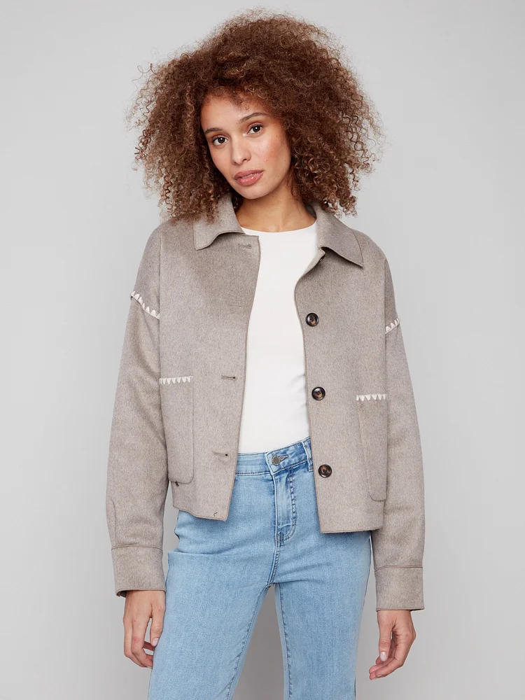 Short Double-Faced Wool Jacket - Heather Oatmeal