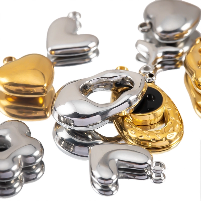 2 PCS/Package 304 Stainless Steel Star Flower Fish Tail Pendant Jewelry Accessories