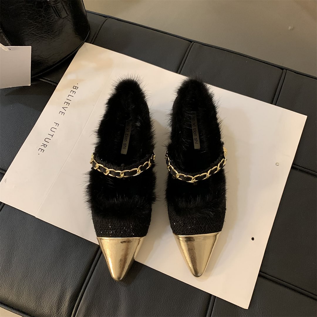 Korean Version Of Pointed Mao Shoes Women Wear Velvet-PABIUYOU- Women's Fashion Leader