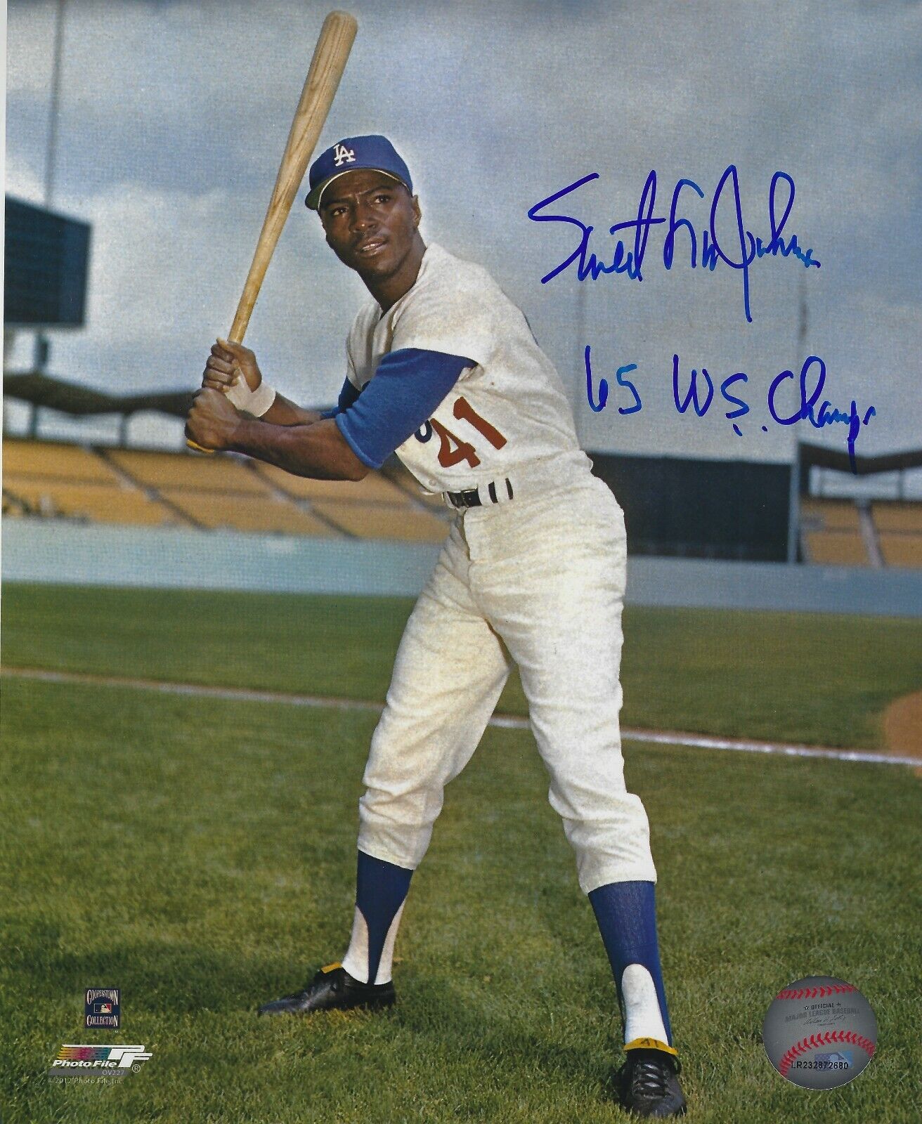 Autographed 8x10 LOU JOHNSON 65 WS Champs