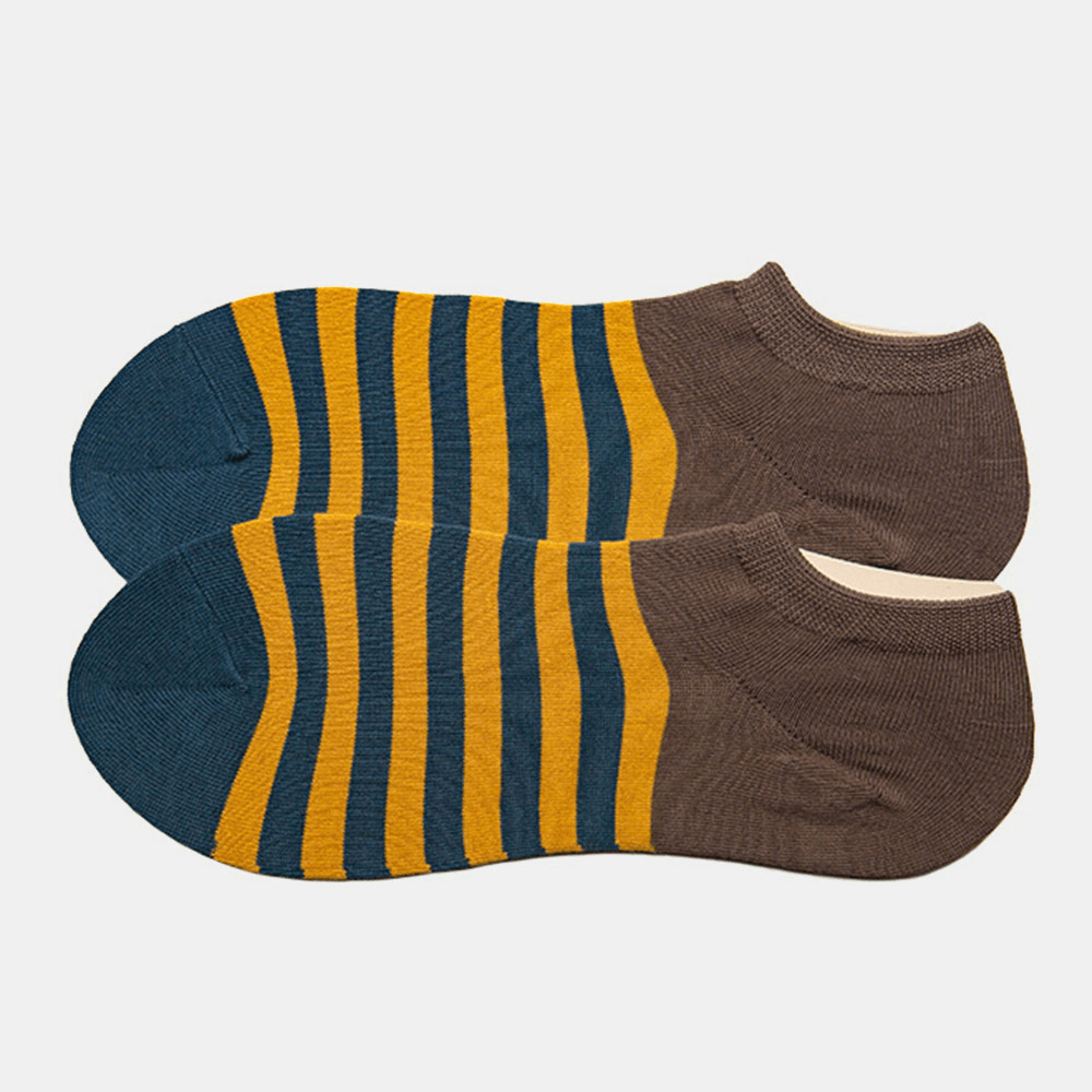 Socks Men'S Tide Socks Stripes Shallow Mouth Cotton Sweat-Absorbent Sports Street Tide Socks Four Seasons