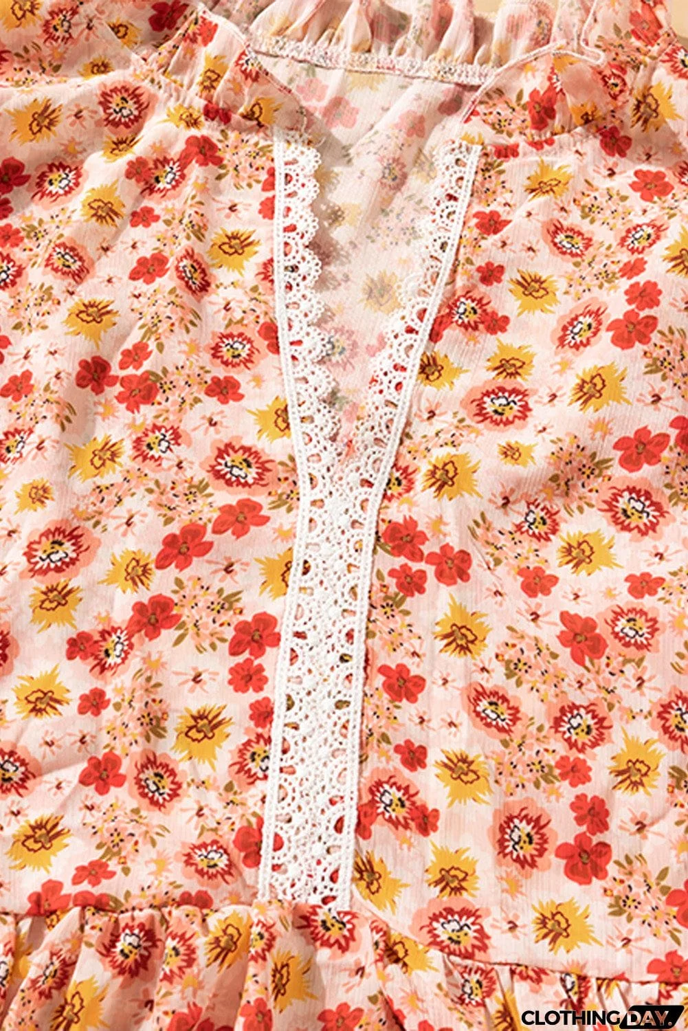 Orange Floral Peplum Blouse