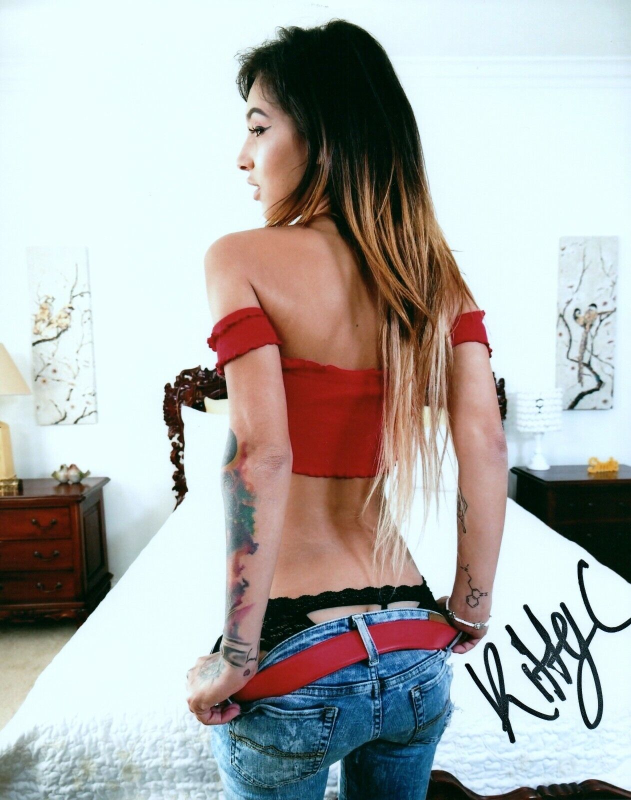 Kitty Carrera Super Sexy Hot Adult Model Signed 8x10 Photo Poster painting COA Proof 87