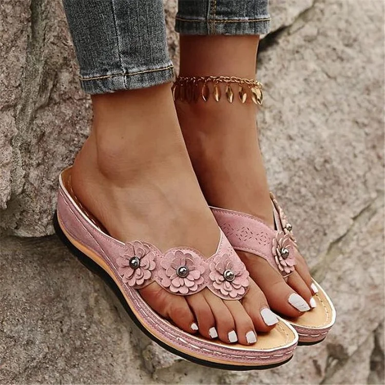 Vanccy Lightweight Flowers Clip Toe Sandals QueenFunky