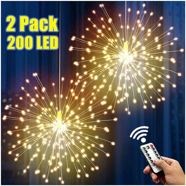 2Pack 120/150/180/200 LED Dandelion Firework Copper Lights,8 Modes Dimmable String Fairy Lights with Remote Control, Hanging Starburst Lights for Parties,Home,Christmas Light Outdoor Decoration - Shop Trendy Women's Fashion | TeeYours