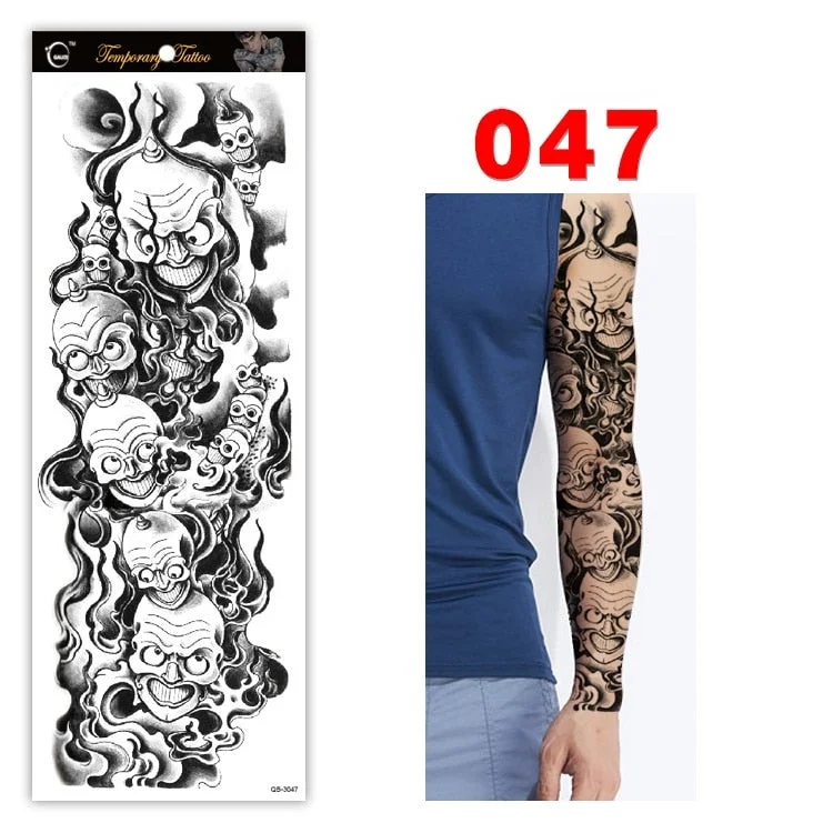 Full Arm Series Temporary Tattoo Full Arm Tattoo Sticker Lasting Waterproof Sweat Flower Arm Full Arm Tattoo Big Picture Sticker
