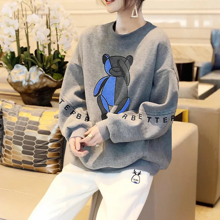 Animal Cute Long Sleeve Printed Sweatshirt QueenFunky