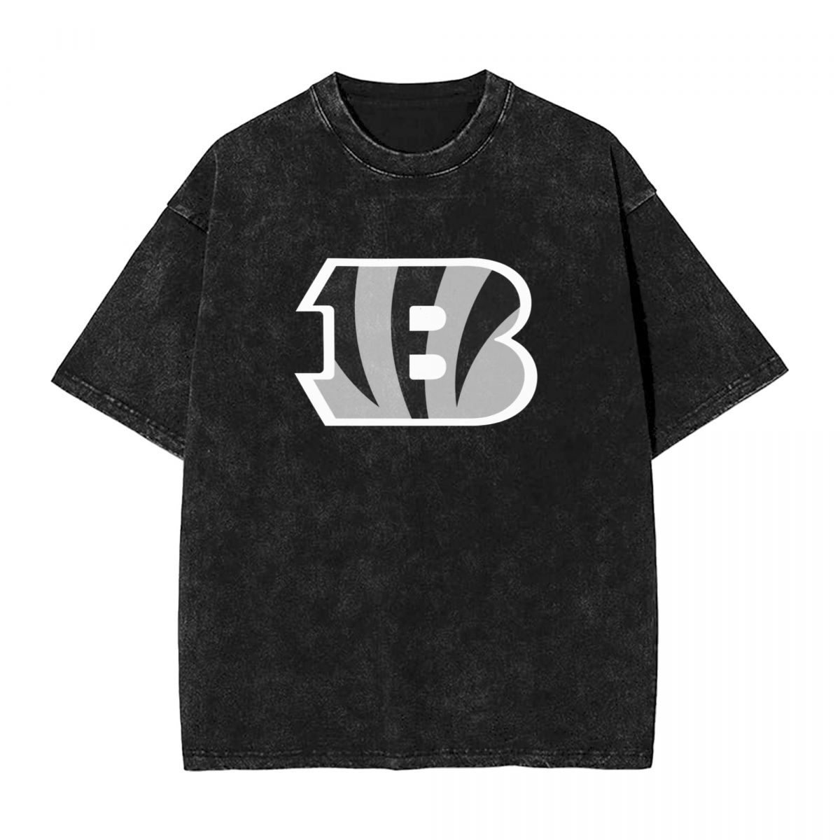 Cincinnati Bengals Gray Logo Printed Vintage Men's Oversized T-Shirt
