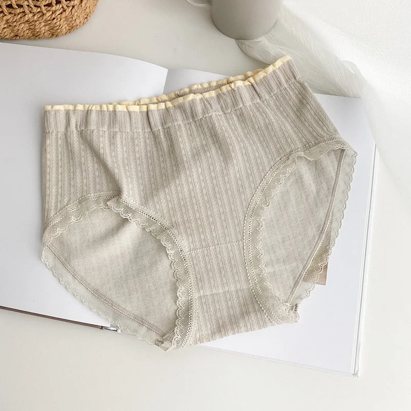 New Women's Cotton Underwear Sexy Lace Panties Fashion Girl Comfort Briefs Middle Waist Seamless Underpants Female Lingerie