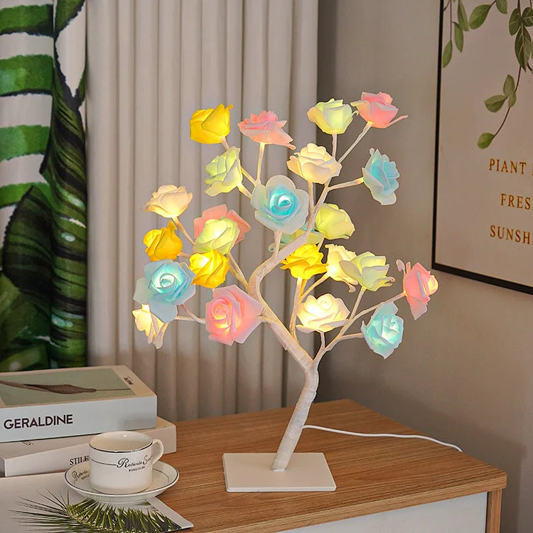 LED Simulation Flower Rose Tree Light Decorative Night Light - Colorful