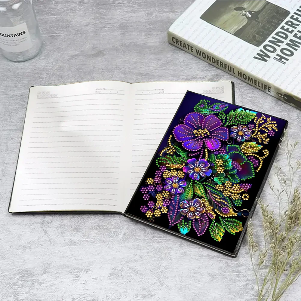 DIY Flower 50 Pages A5 Special Shaped Diamond Drawing Notebook Art