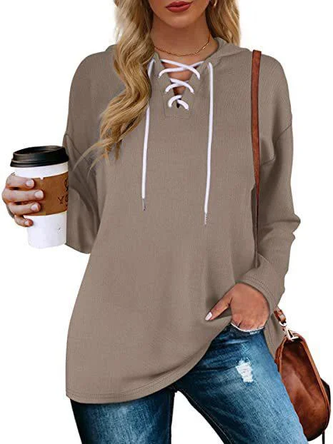 Women's V-neck Long Sleeved Sweatshirt Top