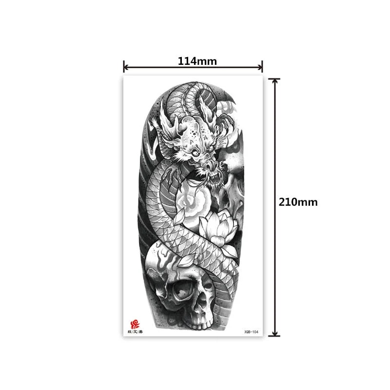 Half-arm waterproof tattoo stickers arm fierce wolf head animal arm lasting cross-border European and American tattoo stickers