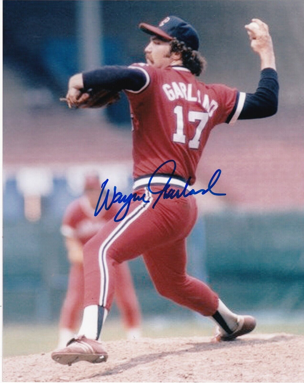 WAYNE GARLAND CLEVELAND INDIANS ACTION SIGNED 8x10