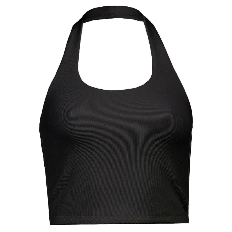 Brownm Brownm Girl Sexy U-Neck Knit Neck Type Halter Vest Female Short Slim Back Joker Top