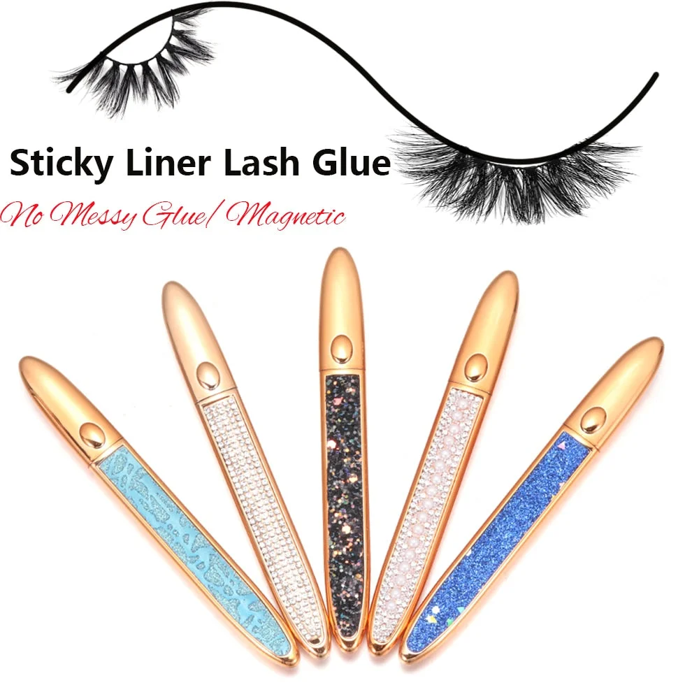 Magic Self-adhesive Liquid Eyeliner Pencil No Glue Magnetic Needed for Eyelashes Waterproof Eye Liner Pen Makeup Cosmetic