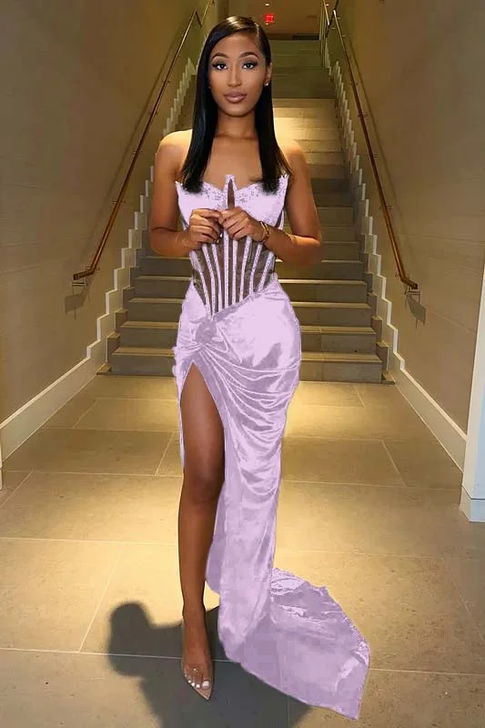 Fabulous Halter Sleeveless Evening Dress Mermaid Long Split Online