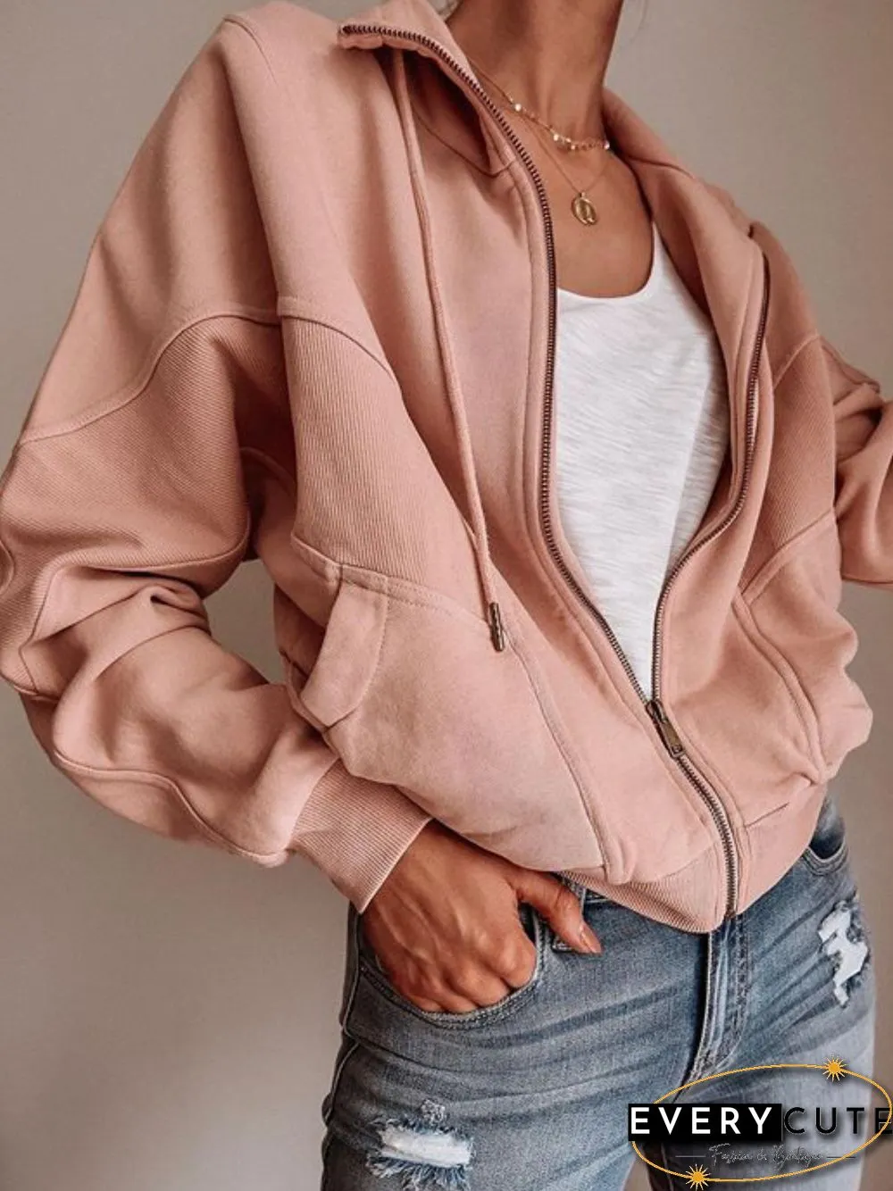 Womens Solid Color Mid-weight Micro-Elasticity Daily Long-Sleeve Jacket