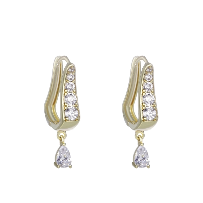 1 Pair Elegant Geometric Plating Copper Zirconia 18K Gold Plated Drop Earrings