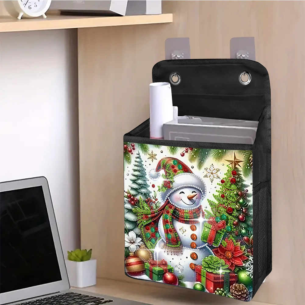 5D DIY Christmas Snowman Diamond Painting Hanging Storage Bag Diamond Art Organizer Box Home Decor 