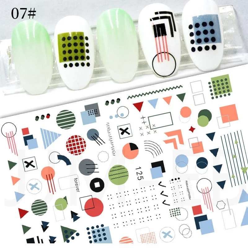 3D Christmas Nail Art Decoration Stickers Sparkly Gold White Colorful Glitter Geometry Snowflake Winter Slider Nail Foils-Nail Inspo