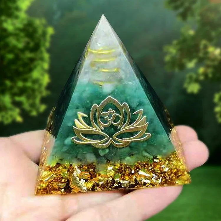 Green Aventurine Lotus Orgone Pyramid