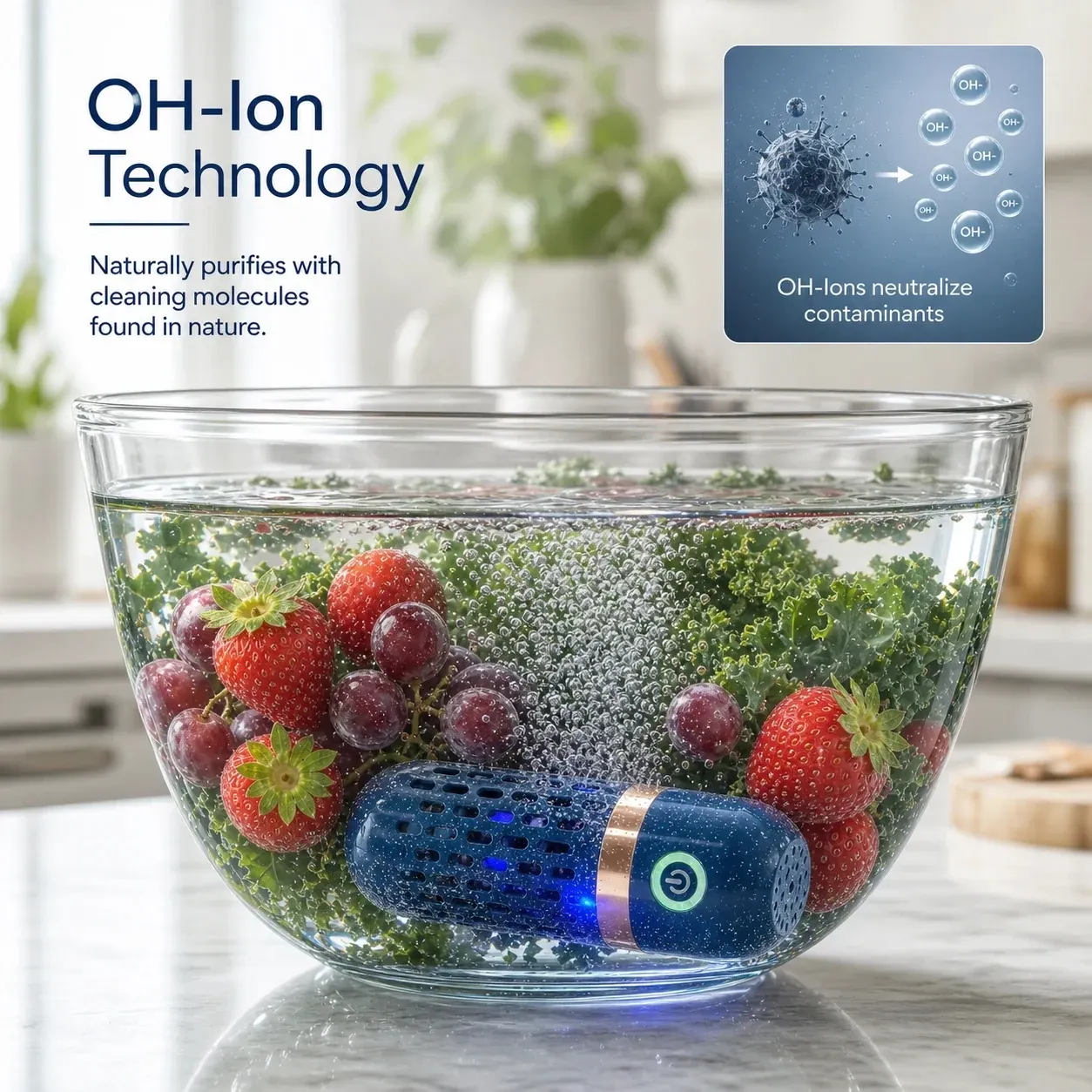 PurePod OH-ion cleaning proof in water
