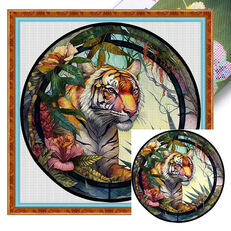 『HuaCan』Tiger  -16CT Stamped Cross Stitch(50*50cm)