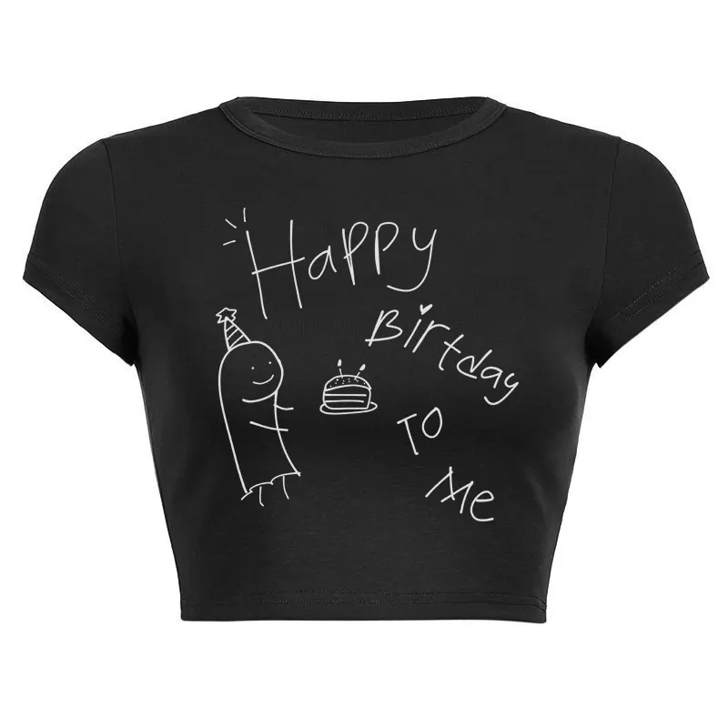 Brownm Brownm Simple Print T Women's Fashion Print Crop Top