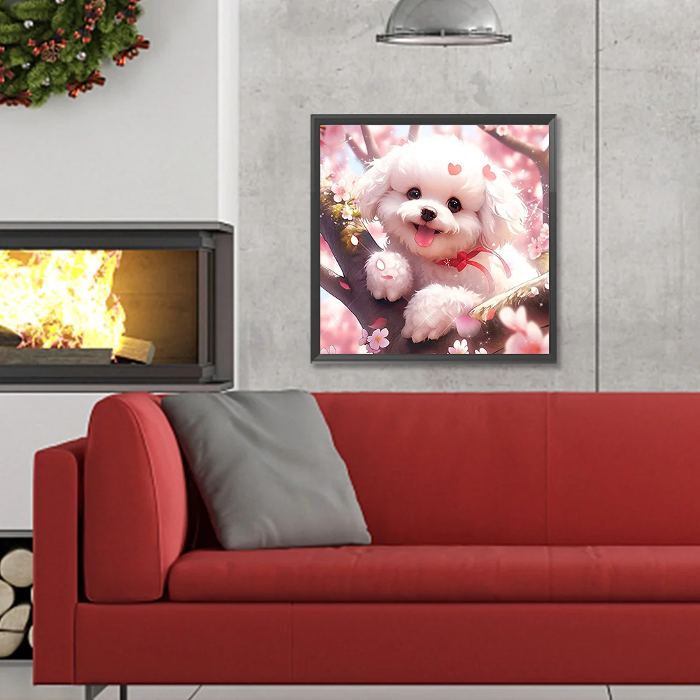 Diamond Painting - Full Round Drill - Flower Dog(Canvas|30*30cm)