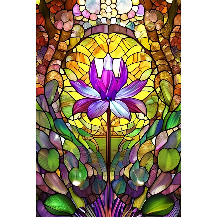 Lotus Glass Painting 40*60CM(Canvas) Full Round Drill Diamond Painting gbfke