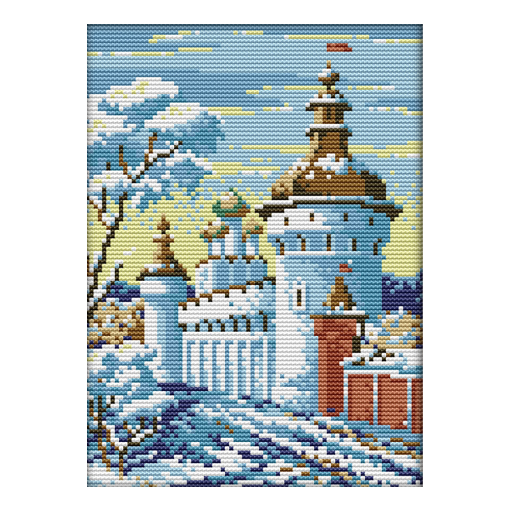 

Snow Castle - 14CT Stamped Cross Stitch - 20*28CM, 501 Original