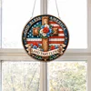 Diamond Painting Single-Sided Acrylic God Bless America - Cross Hanging Pendant Sun Catcher for Home Garden Wall Door