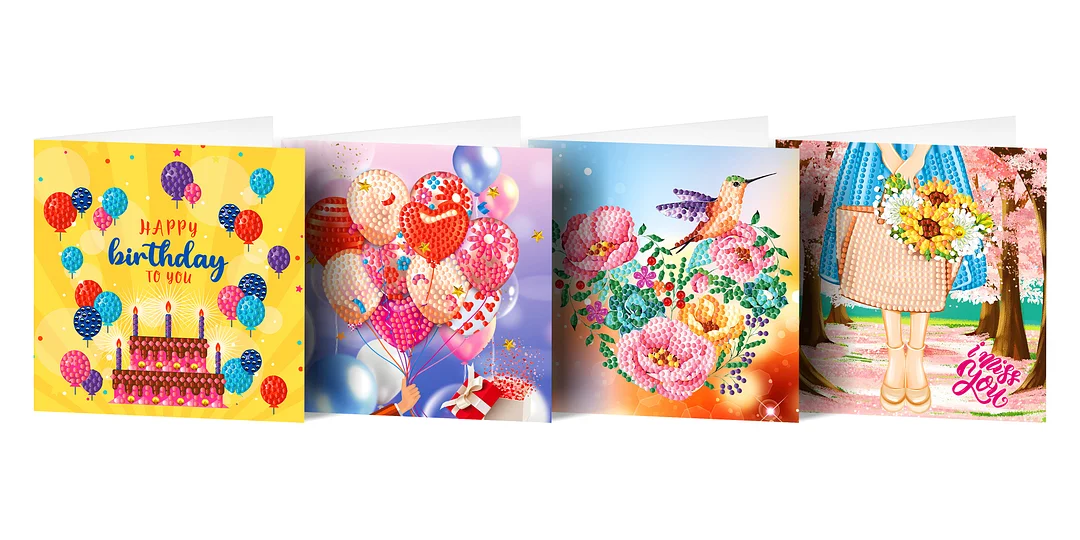 12pcs DIY Diamond Painting Greeting Cards Mosaic Birthday Postcard