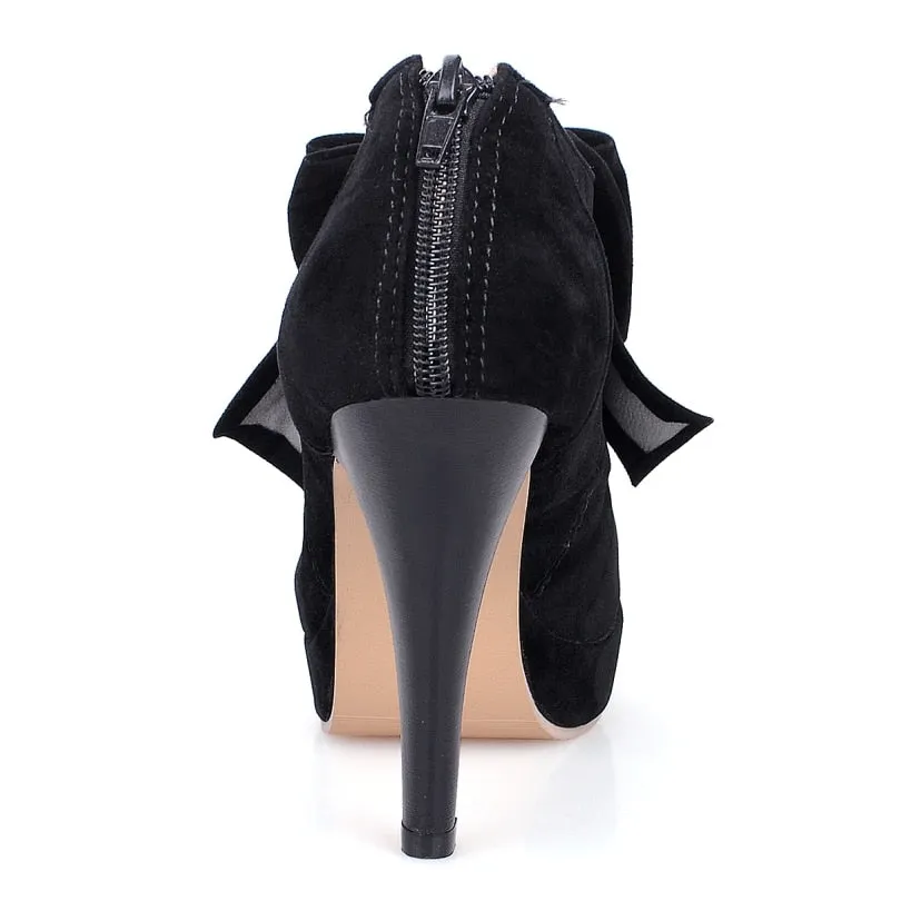 BONJOMARISA Sexy Spring Autumn High Heels Sweet Bowtie Platform Women Pumps Plus Size 30-48 Elegant Party Wedding Shoes Woman